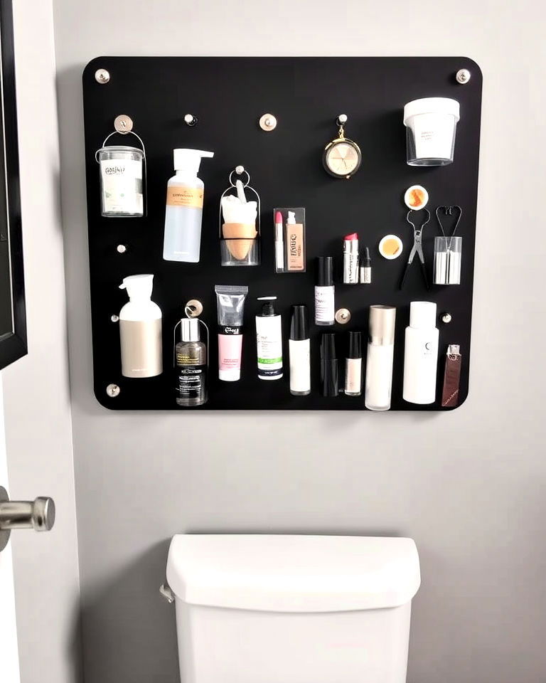 customizable magnetic board above the toilet
