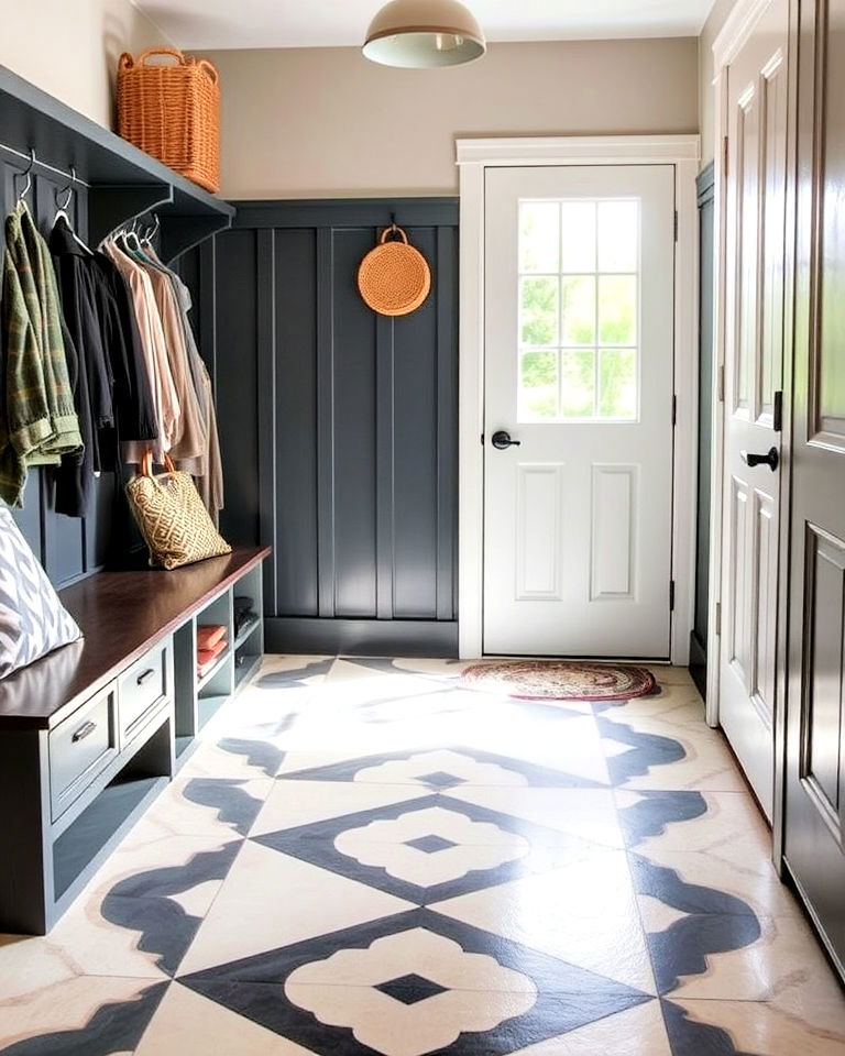customizable painted concrete mudroom flooring