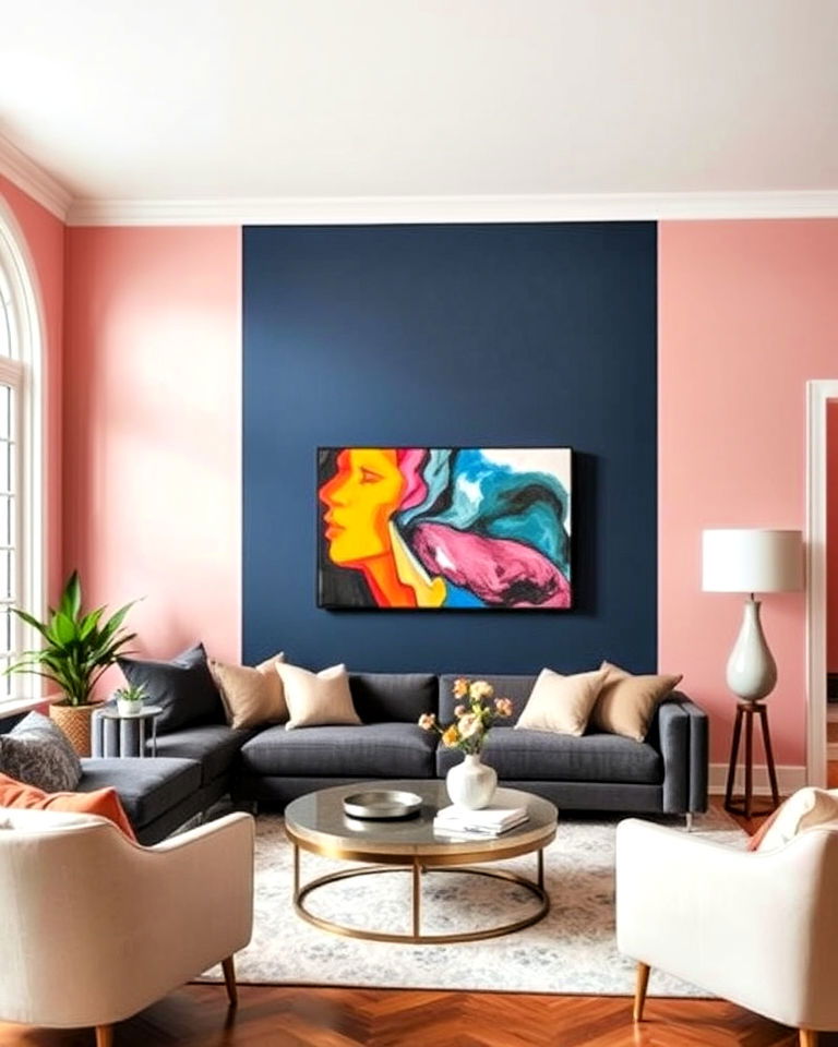 daring two tone walls for living room