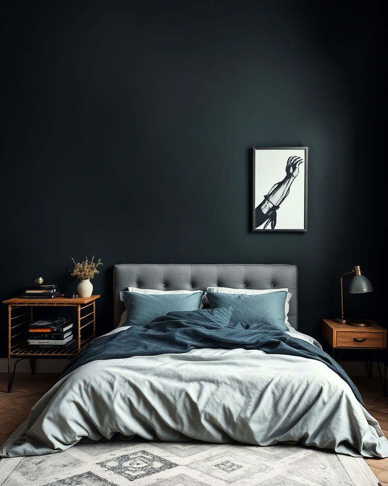 dark accent walls grunge aesthetic bedroom