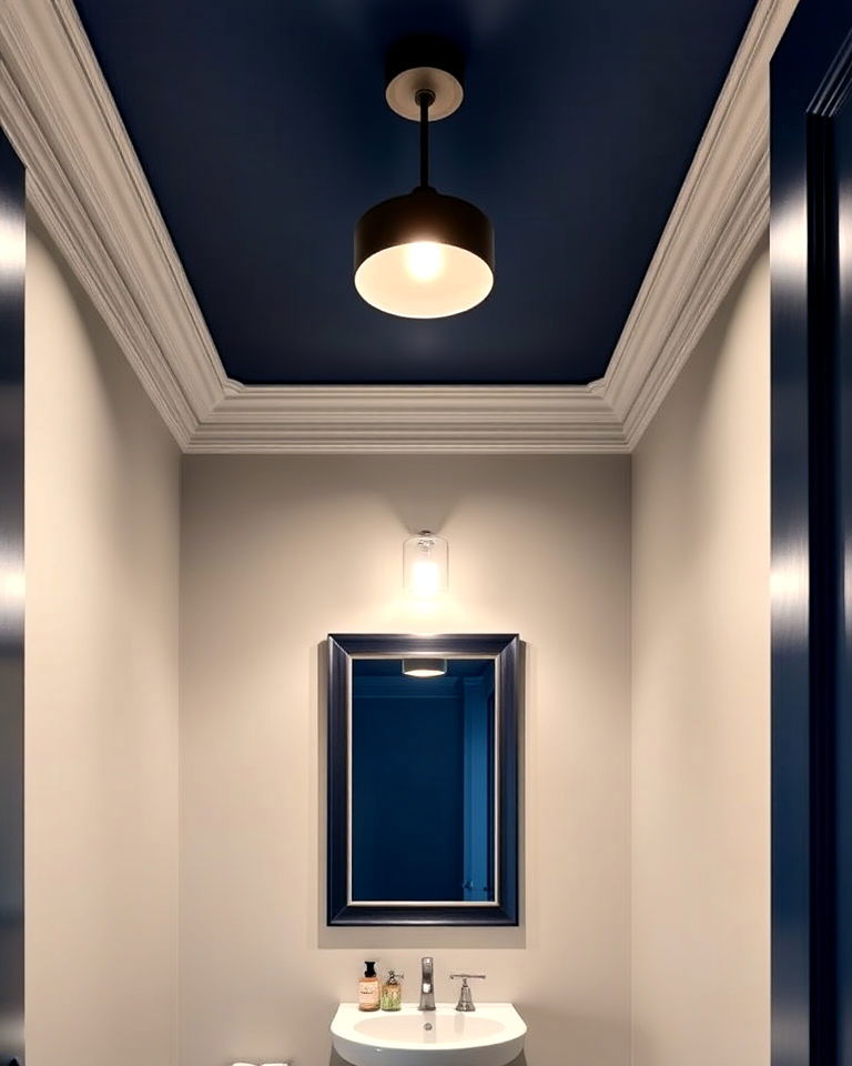 dark blue ceiling with neutral walls