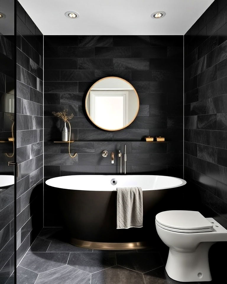dark charcoal gray tiles for any bathroom