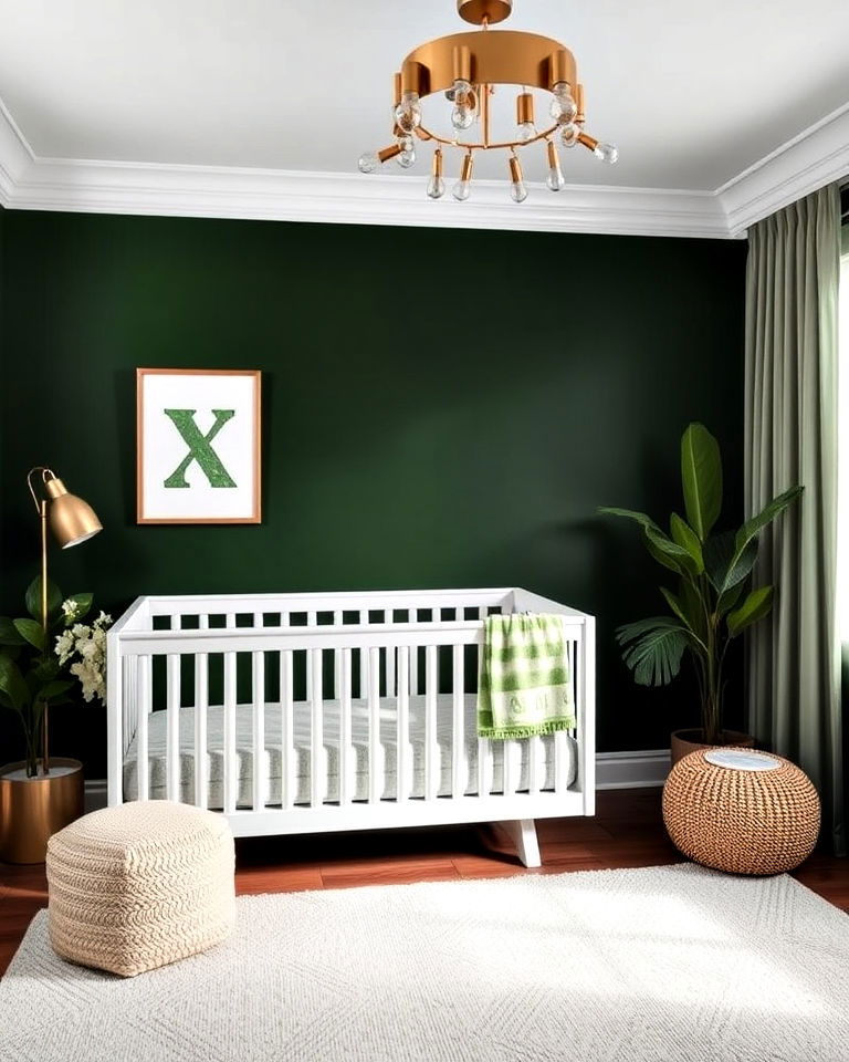 dark green accent wall nursery