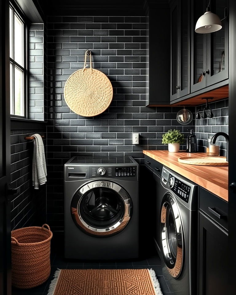 dark tile with natural accents