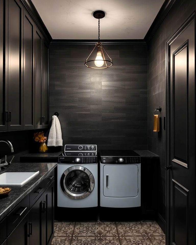 dark walls with textured finishes