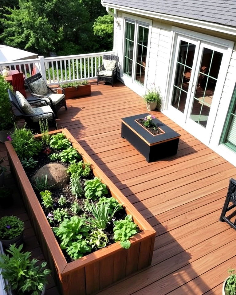 deck with integrated garden beds