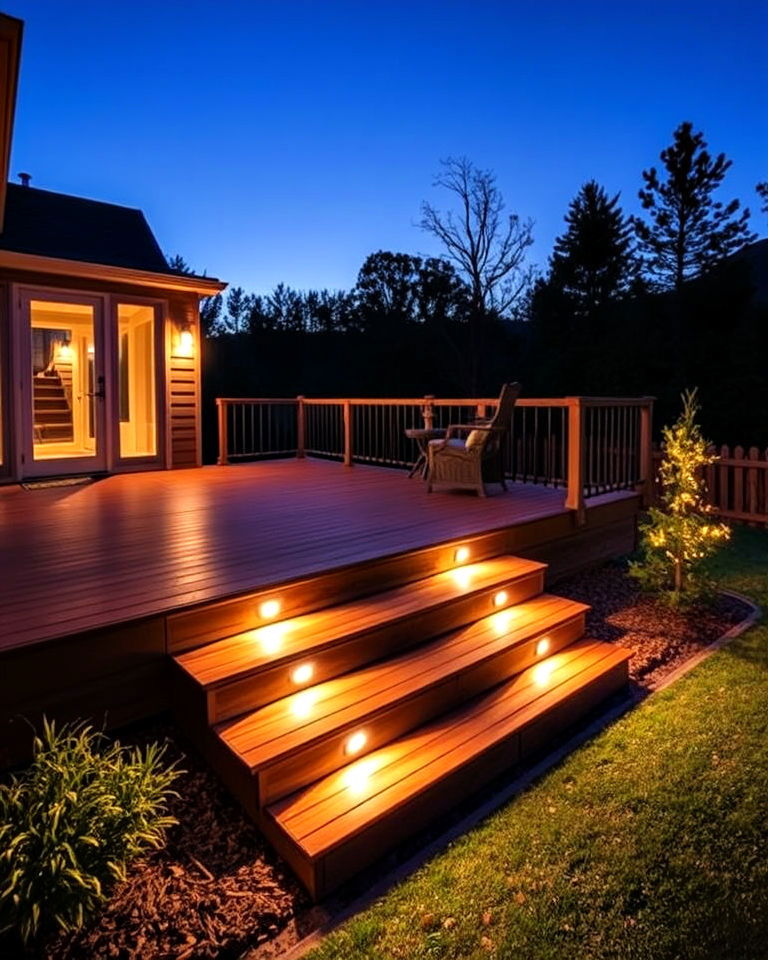 deck with outdoor lighting