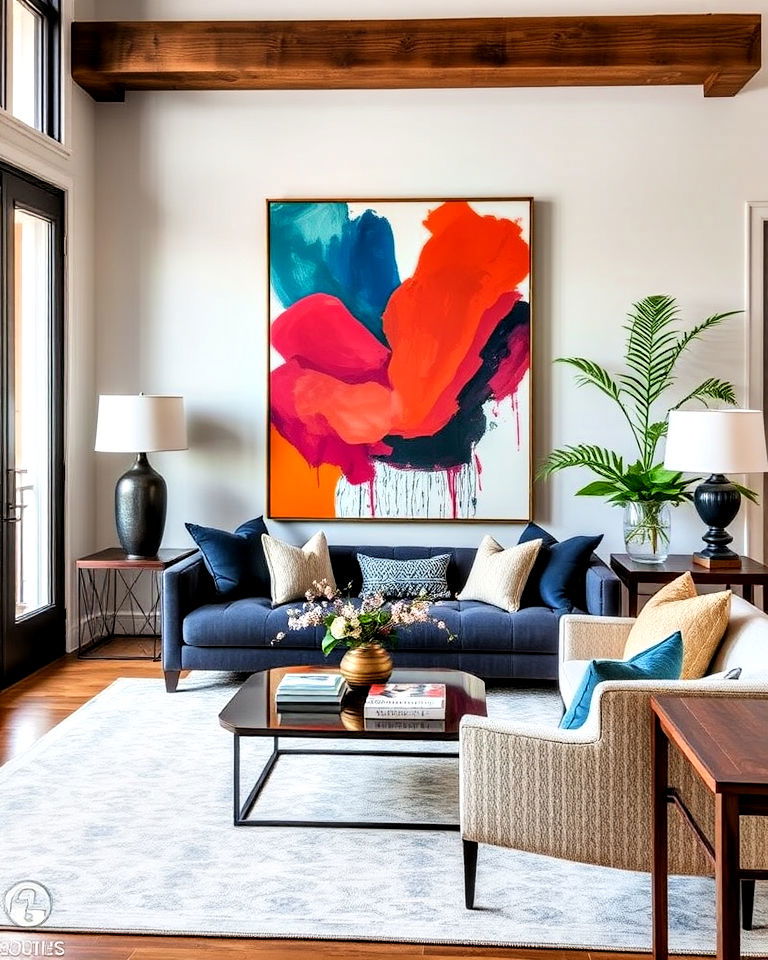 decor townhouse interior with bold artwork