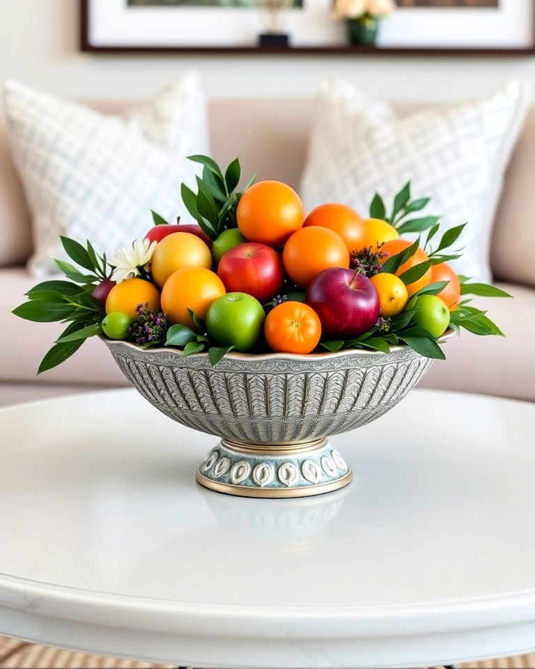 decorative bowl with fruit centerpiece