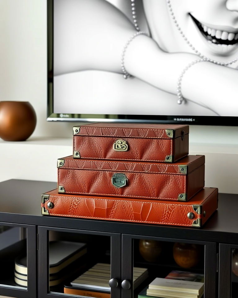 decorative boxes on your tv console for small items