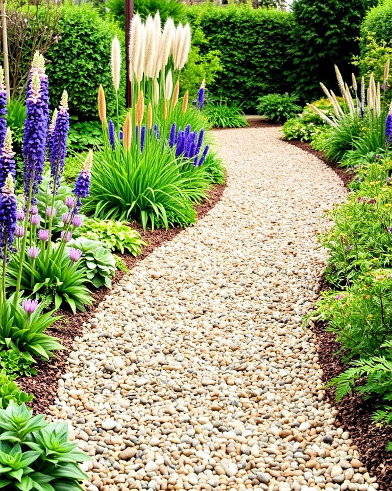 decorative gravel or pebble path