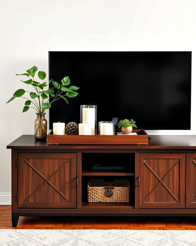 decorative tray for an organized tv console