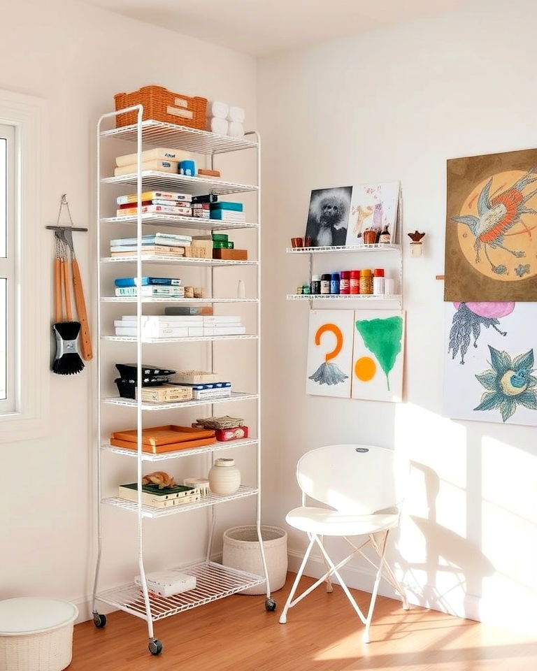 dedicated art room drying rack area