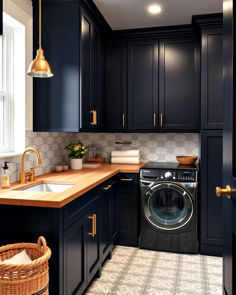 deep navy cabinets