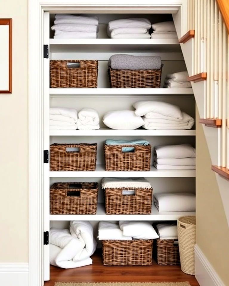 design an under stair linen closet