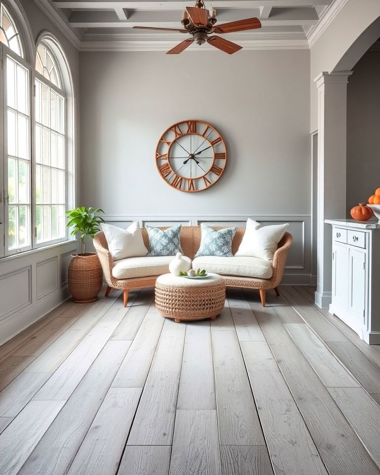 distressed wood floor for coastal home