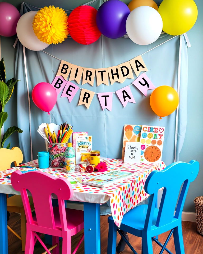 diy craft stations for birthday decoration