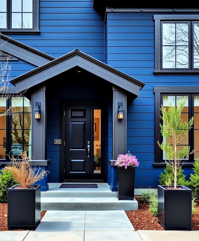 dramatic indigo blue with glossy black trim