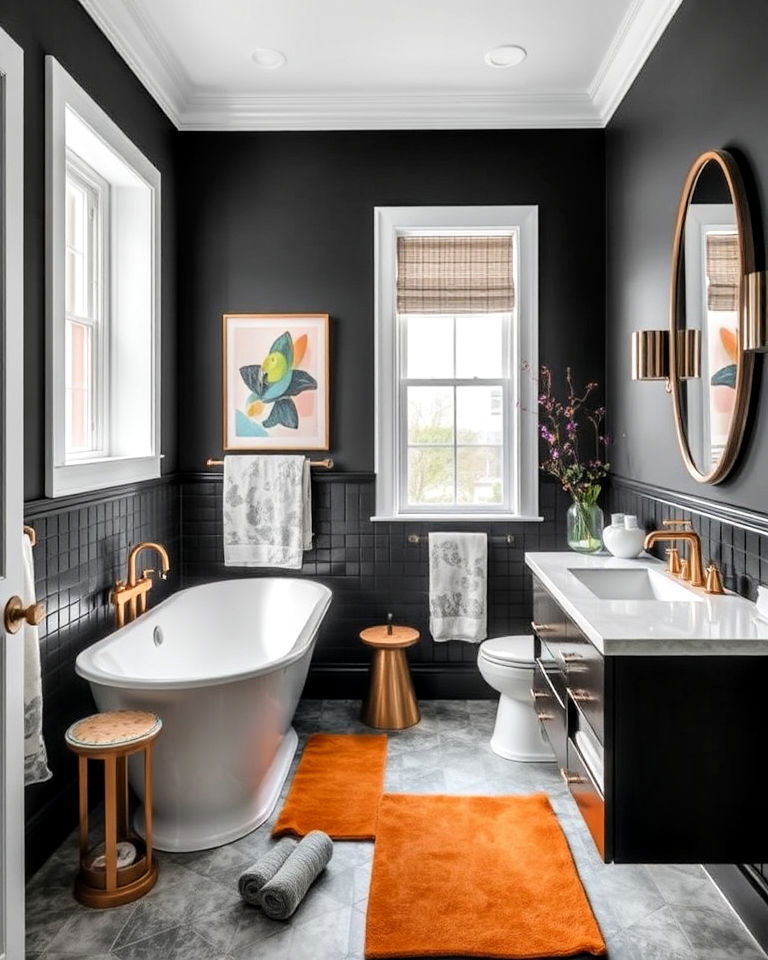 dramatic monochrome bathroom