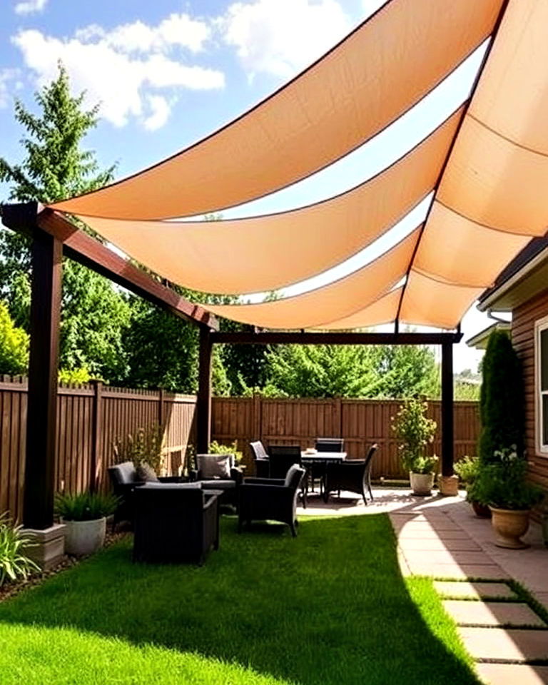 drape a sailcloth over a pergola for a flowing look