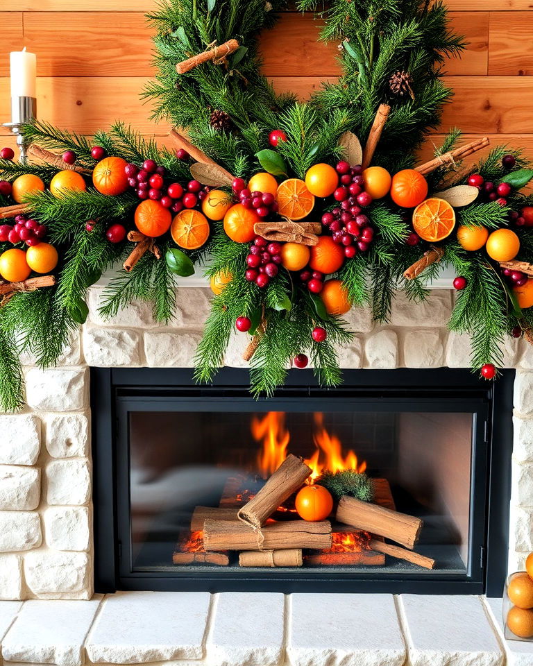dried fruit garland with cinnamon sticks