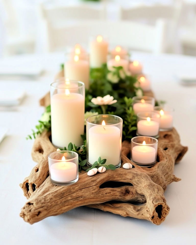 driftwood candle centerpiece