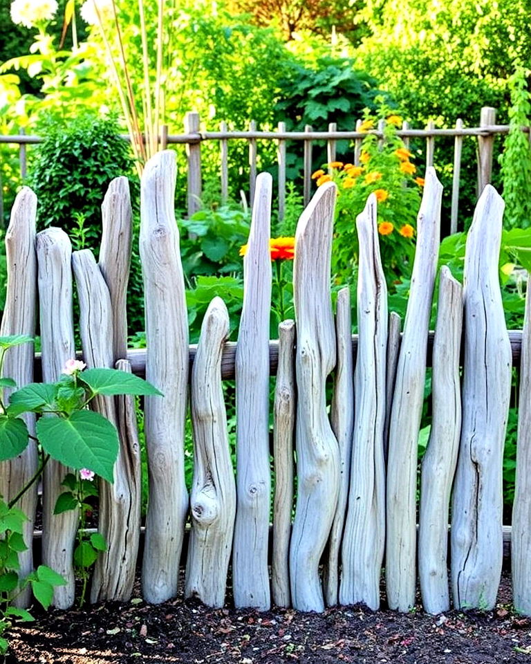 driftwood vegetable garden fence