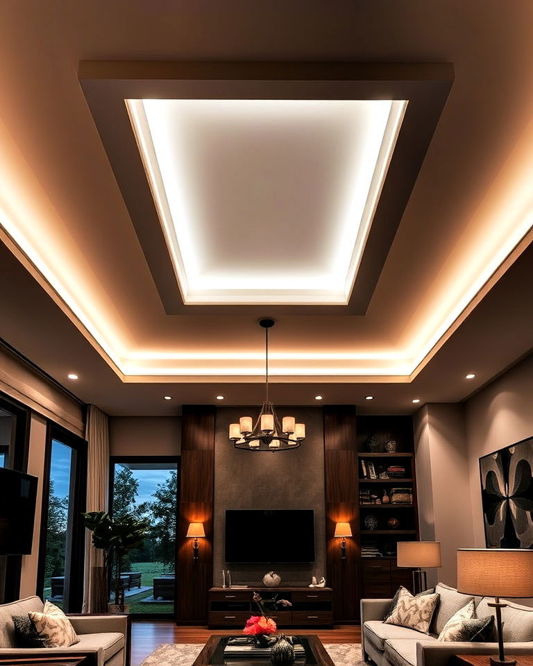 drop ceiling light boxes to add depth