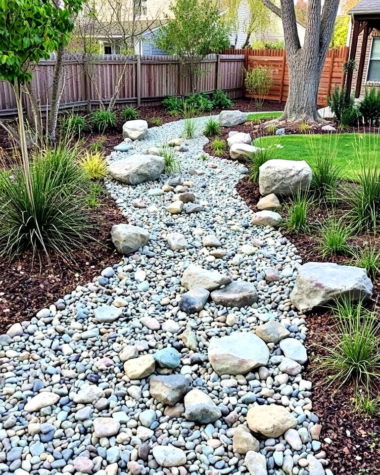 dry creek bed to add depth