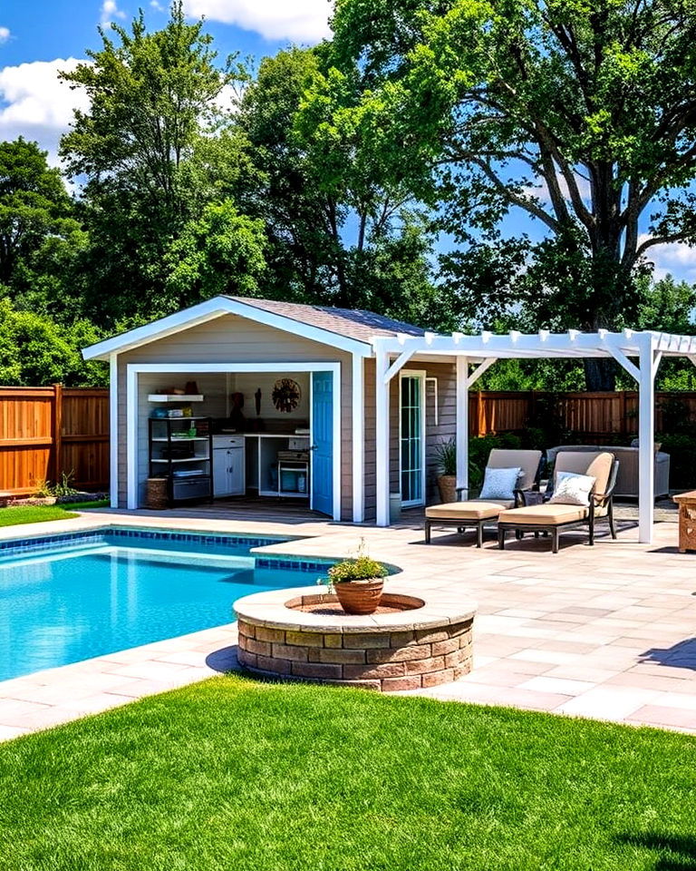 dual use pool shed and cabana