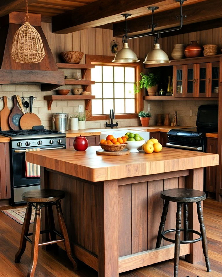 durable and rustic butcher block island