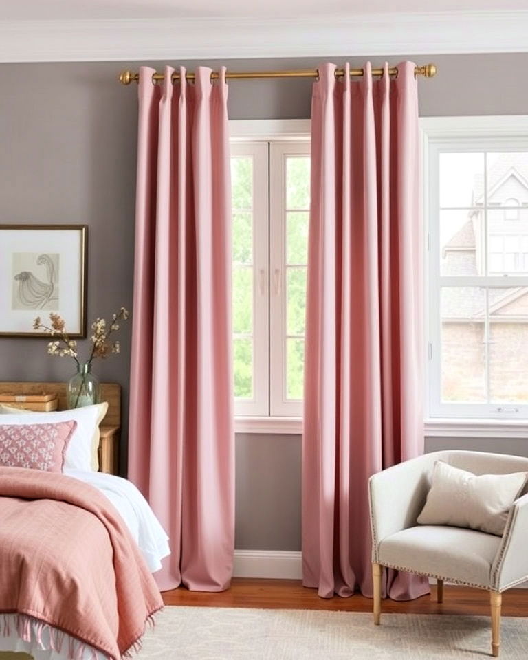 dusty rose curtains