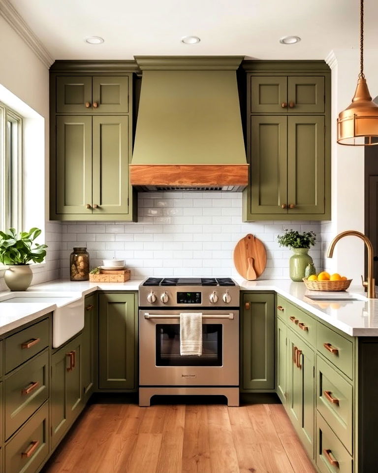 Green Kitchen Cabinets Yellow Walls Stunning Design Ideas