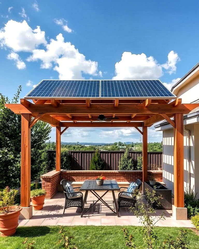 eco friendly solar panel pergola roof