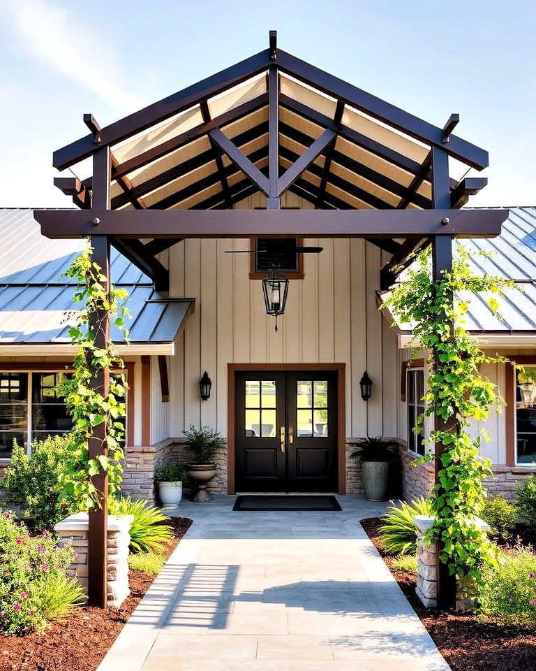 elegance barn with pergola entryway