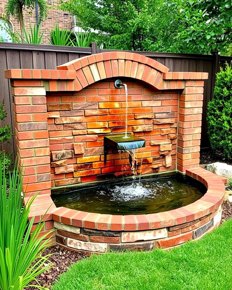 elegance brick fountain wall