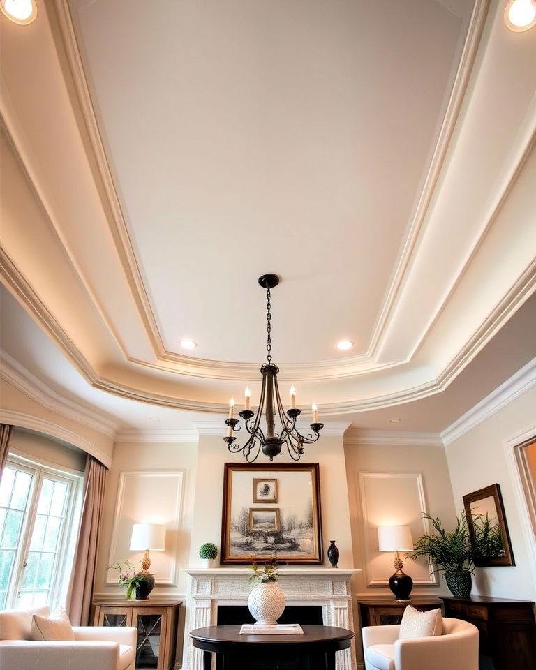 elegance curved tray ceiling for formal living spaces
