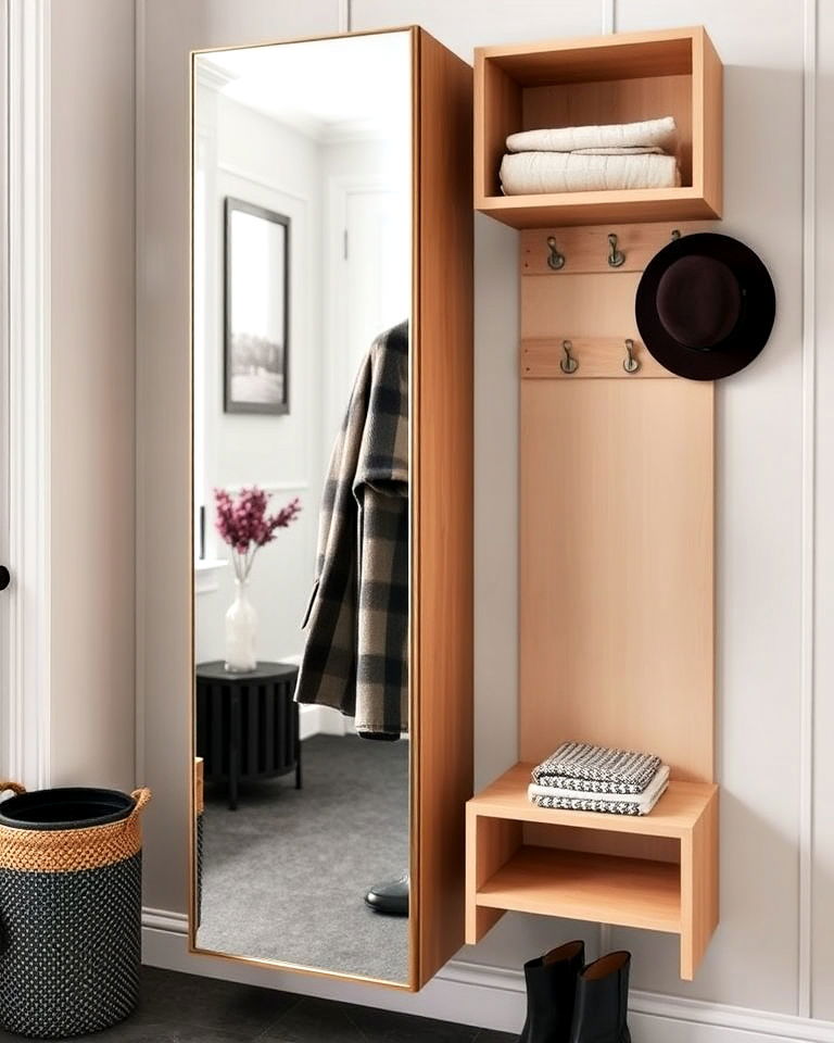 elegance mirror with storage for boot room