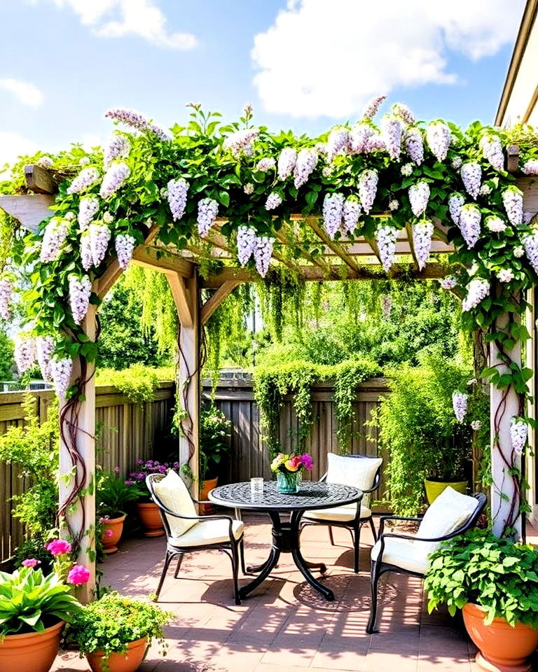 elegance patio pergola with vines