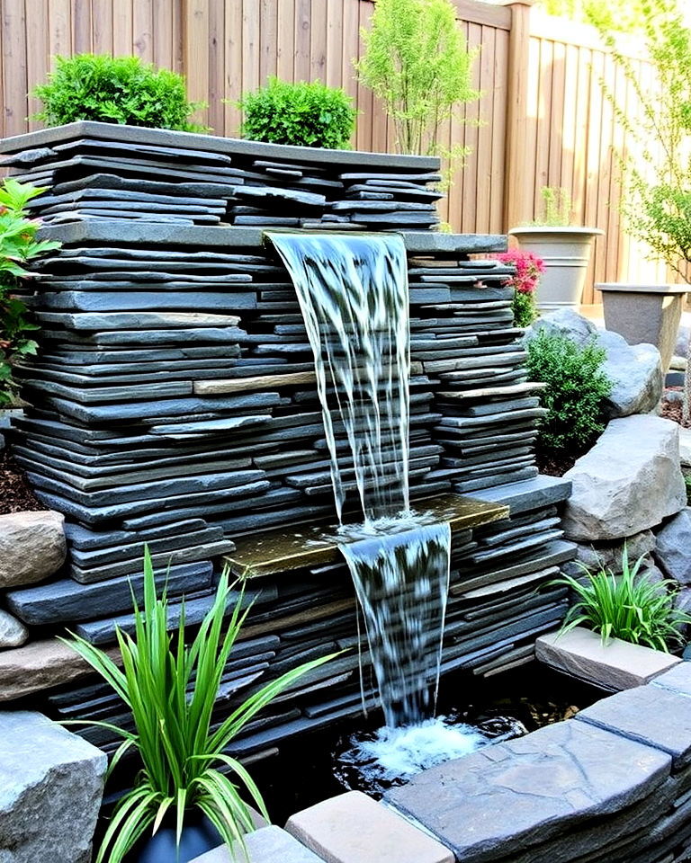 elegance stacked slate waterfall