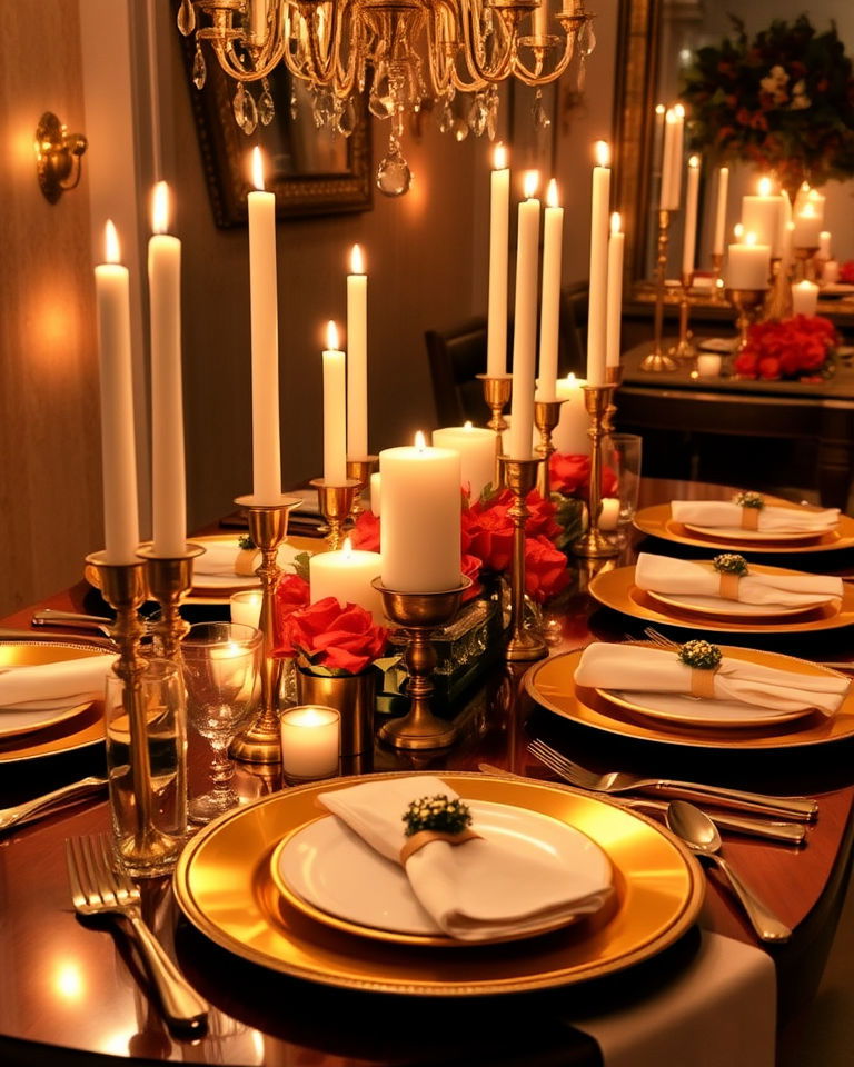 elegant candlelight and metallic accents