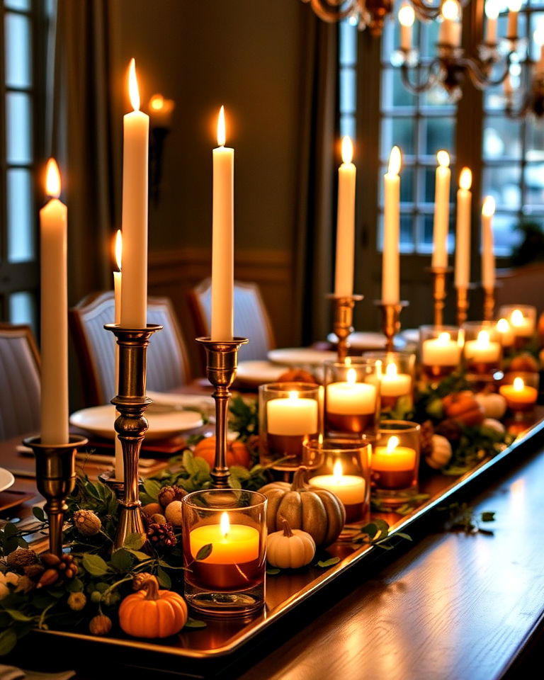 elegant candlelit thanksgiving centerpiece