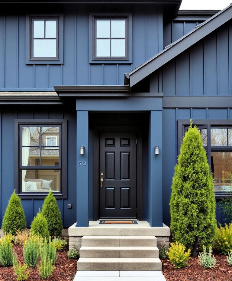 elegant charcoal blue with matte black accents