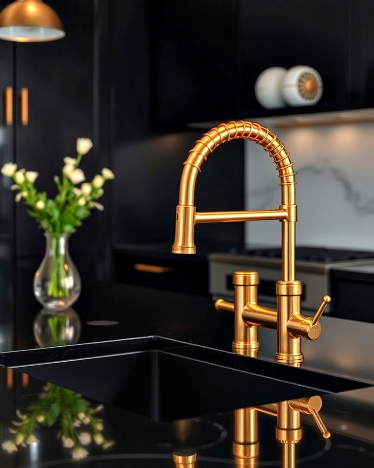 elegant gold finished kitchen faucet