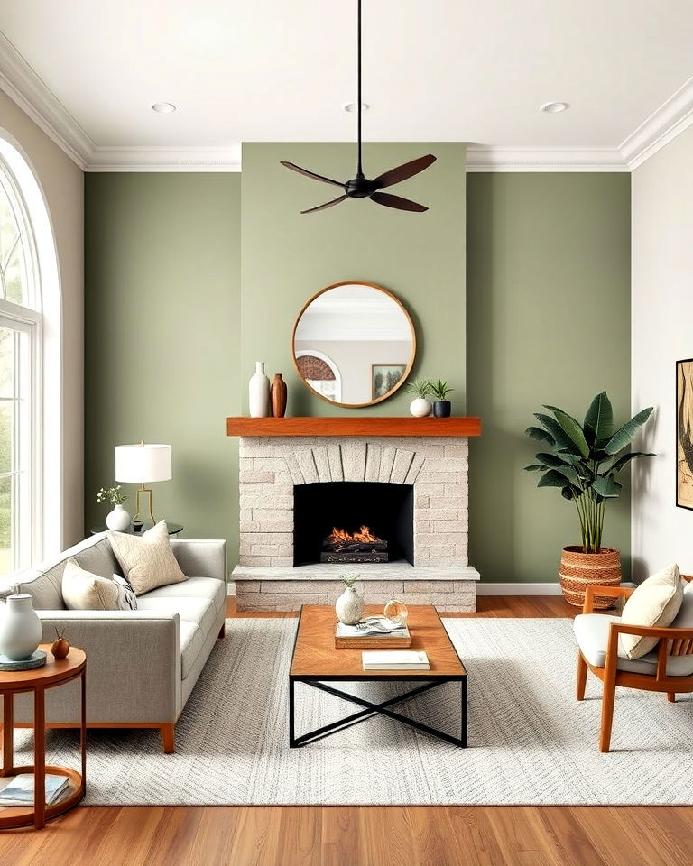 elegant sage green accent wall