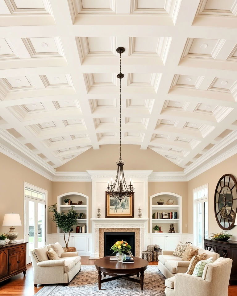 elegant vaulted ceiling with coffered design