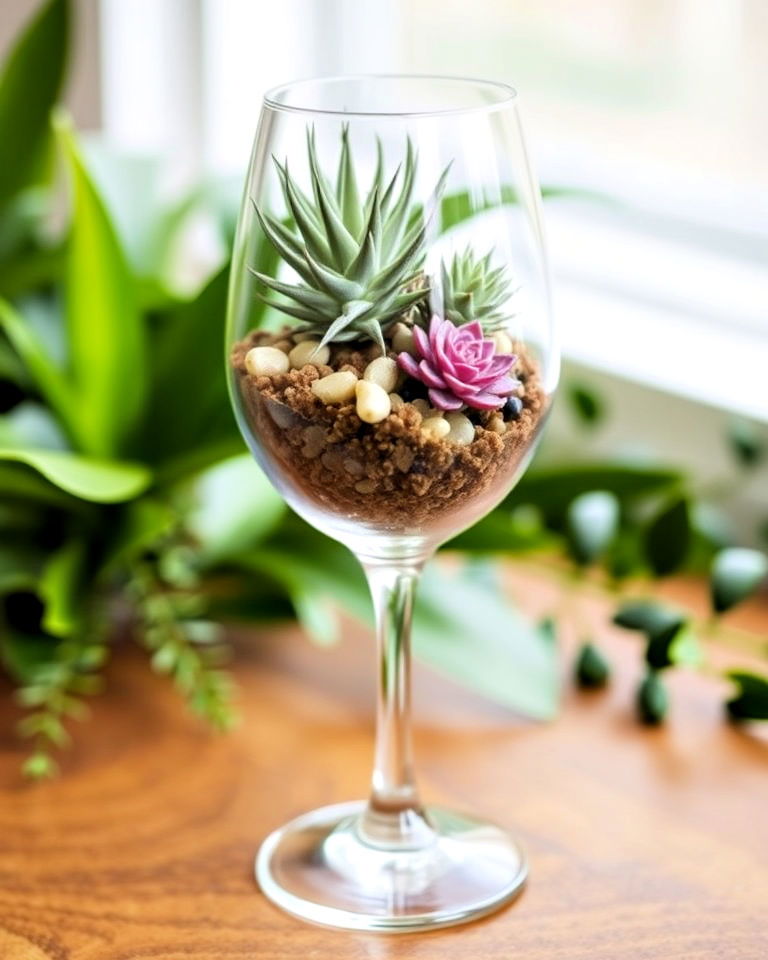elegant wine glass terrarium