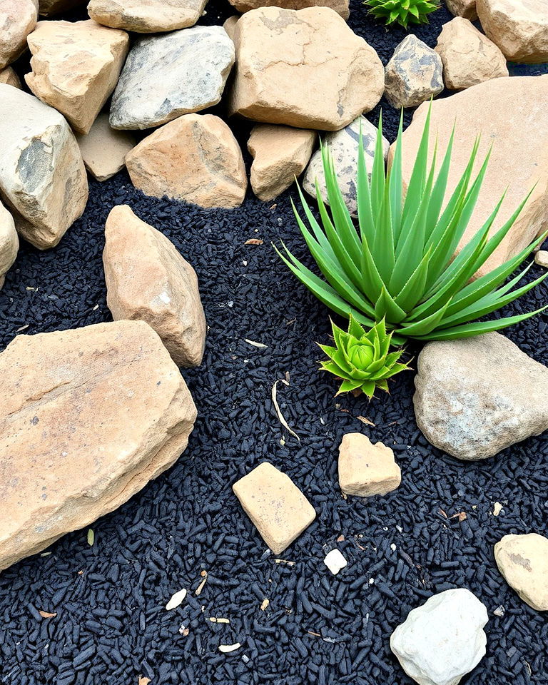 elevate the rock garden s look with black mulch