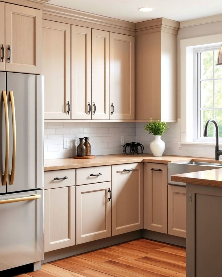 elevate your kitchen with greige cabinets