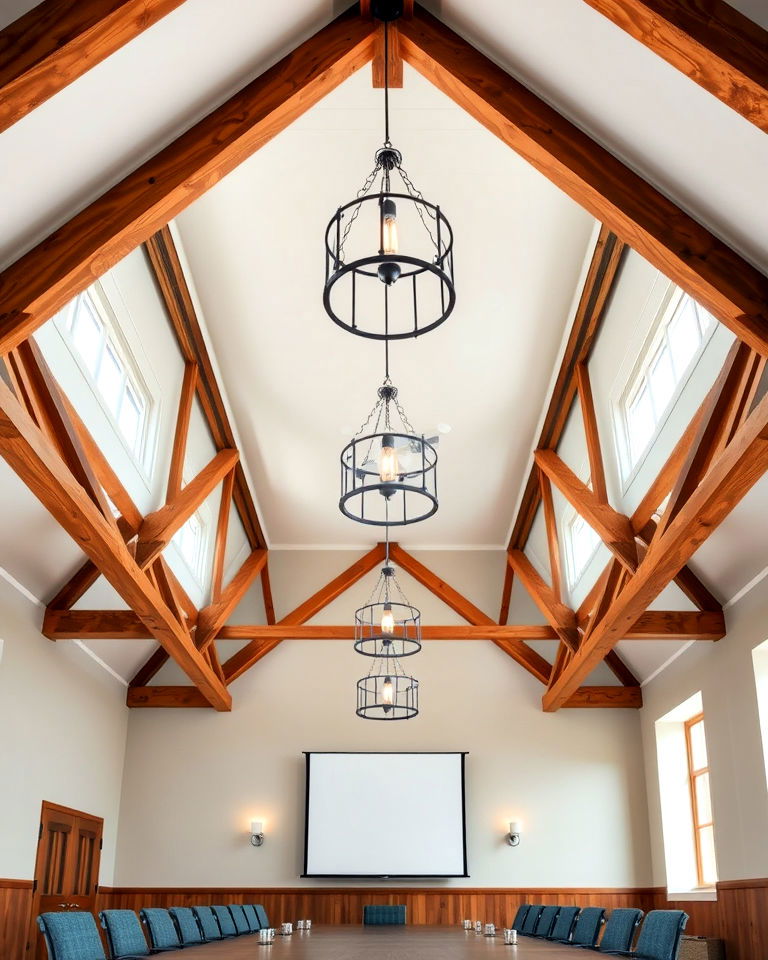 elevated ceilings with beams